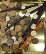 LADY'S WRISTWATCHES (6) and a collection of pre-decimal British coinage, the watches include a Swiss