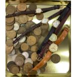 LADY'S WRISTWATCHES (6) and a collection of pre-decimal British coinage, the watches include a Swiss