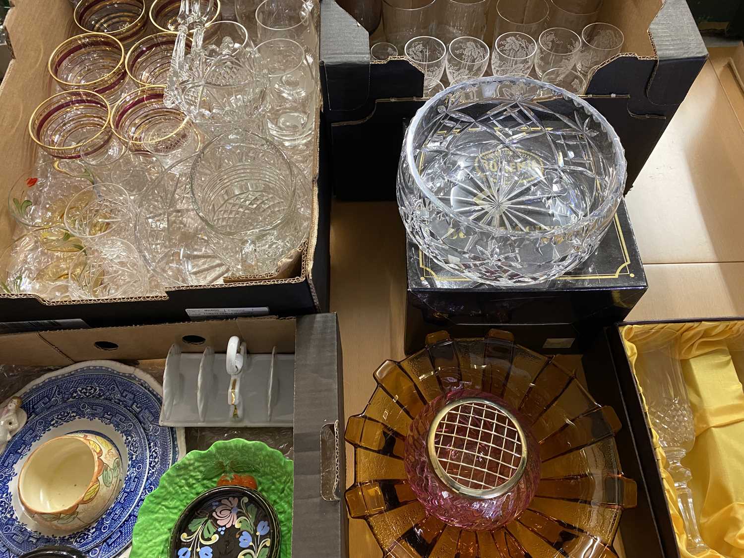 VINTAGE & LATER CUT & OTHER GLASSWARE - with a small quantity of decorative pottery and porcelain