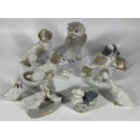 NAO PORCELAIN ANIMAL & BIRD FIGURINES (9) - 17cms H the tallest