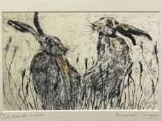 ANNABEL LANGRISH limited edition print (34/250) - March hares, signed, 18 x 25cms