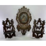 VICTORIAN & LATER CARVED WOOD and papier mache wall brackets (5) including a large continental