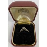 18CT GOLD & PLATINUM SOLITAIRE DIAMOND RING, 0.15 carat stone in a coronet claw platinum mount and