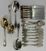 CONTINENTAL SILVER 800 STAMPED FLATWARE, 11 pieces and a further quantity of EPNS ware, lot includes