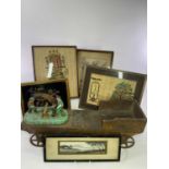 MIXED COLLECTABLES GROUP - to include a small scratch built cart with iron wheels, 17.5cms H,