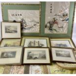 CHINESE & JAPANESE SILKWORK GOODS, Welsh view antique prints ETC., the Japanese silk appearing as