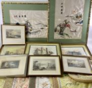 CHINESE & JAPANESE SILKWORK GOODS, Welsh view antique prints ETC., the Japanese silk appearing as