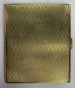 9CT GOLD CIGARETTE CASE with engine turned decoration front and back, stamped to both sides of the