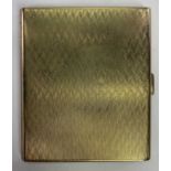 9CT GOLD CIGARETTE CASE with engine turned decoration front and back, stamped to both sides of the