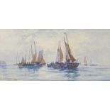 ALBERT G STRANGE watercolour - yachting scene in calm seas, signed and dated 1889, 15 x 29cms