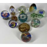 DECORATIVE GLASS PAPERWEIGHT COLLECTION - 12 items, all unmarked