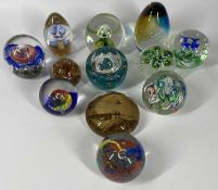 DECORATIVE GLASS PAPERWEIGHT COLLECTION - 12 items, all unmarked