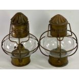 VINTAGE BRASS STORM TYPE LAMPS (2) - 27cms H