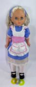 PALITOY VINTAGE WALKING/TALKING DOLL "Alice in Wonderland" with three record discs, 60cms H