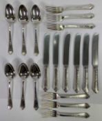 AMERICAN GORHAM STERLING SILVER FLATWARE, 18 pieces to include six 18cms spoons, six 18cms forks,