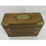 BRASS BOUND MAHOGANY MEDICINE CHEST engraved Major Crozier, having flush campaign style brass