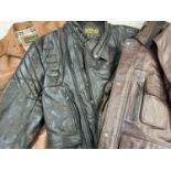 LEATHER JACKEY BY "HYDE PARK", also a leather gilet and a motorbike leather jacket by Sportex