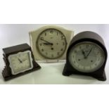 VINTAGE MANTEL & WALL CLOCKS (3) - a Smiths Enfield chime strike mantel clock in brown Bakelite