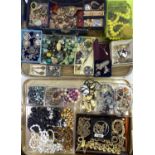 VINTAGE & LATER COSTUME JEWELLERY COLLECTION displayed on two trays to include marcasite, miracle,