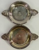 FRENCH SILVER BOTTLE COASTERS / DISHES, A PAIR, French Minerva head standard mark, having ribbed