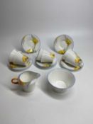 SHELLEY REGENT 12229 POPPIES PATTERN TEAWARE - 14 pieces to include 6 cups, 6 saucers, milk jug