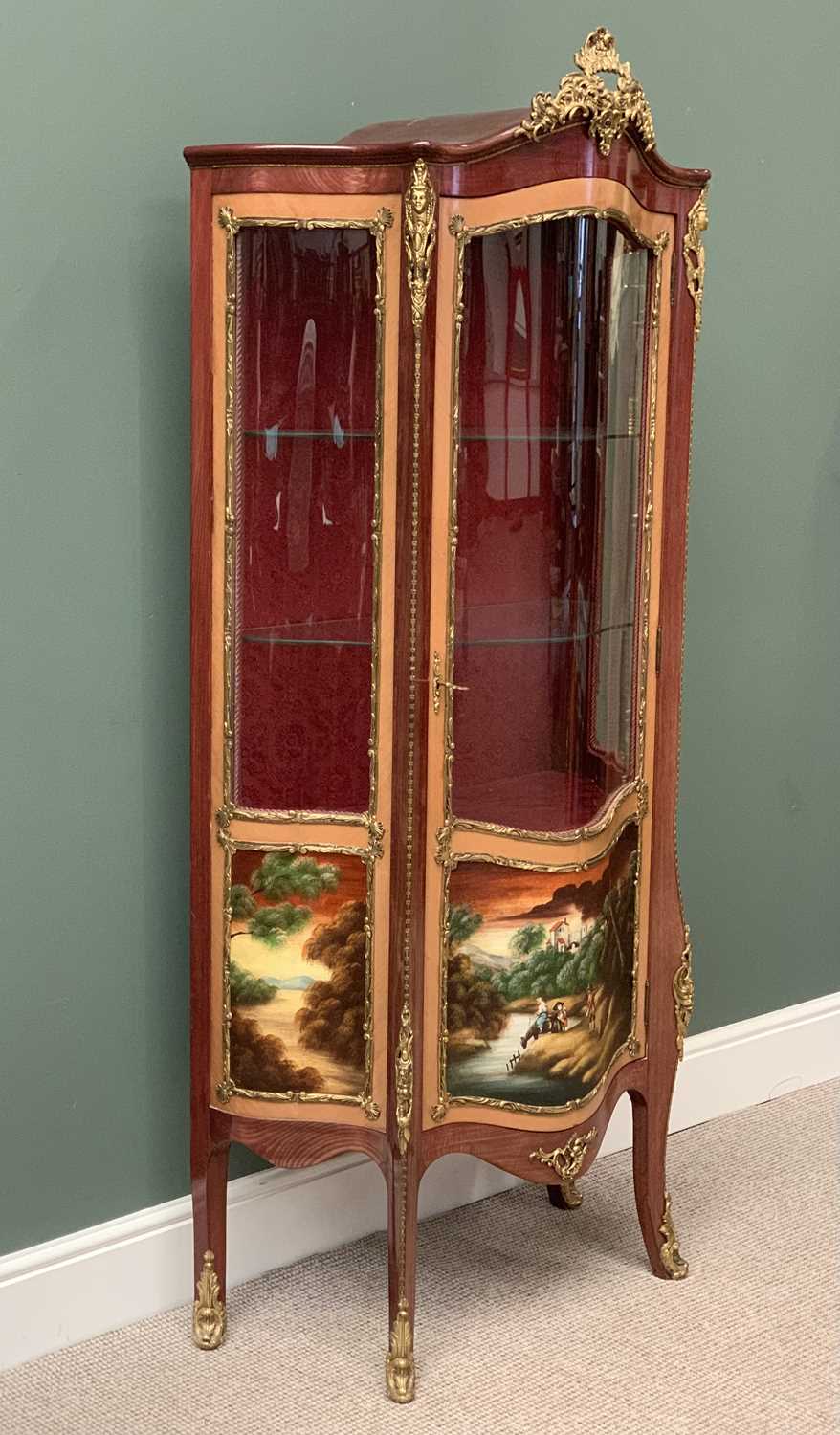 ANTIQUE FRENCH LOUIS XV STYLE VITRINE by H & L Epstein Ltd, London, having vernis martin type - Image 2 of 7