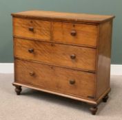 VICTORIAN MAHOGANY CHEST OF TWO SHORT OVER TWO LONG DRAWERS with turned wooden knobs and on bun type