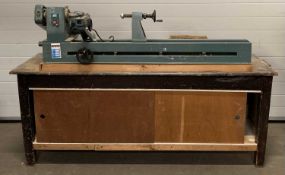 WOODWORKING LATHE & BENCH (R T C), 120cms H, 188cms W, 62cms D E/T,