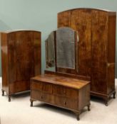 VINTAGE MAHOGANY BEDROOM SUITE comprising dome top single door wardrobe, 195cms H, 120cms W, 48cms