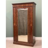 ANTIQUE MAHOGANY WARDROBE, fine example with inlaid detail and single bevelled edge mirrored glass