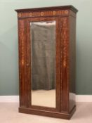 ANTIQUE MAHOGANY WARDROBE, fine example with inlaid detail and single bevelled edge mirrored glass
