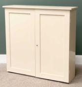 PAINTED PINE TWO DOOR CUPBOARD, 110cms H, 113cms W, 33cms D