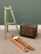 ARTIST'S EASELS (3) - Windsor & Newton, London and a wooden artist's or similar box with interior