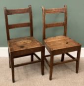 TWO FARMHOUSE CHAIRS, a near pair, 88cms H, 44cms W, 36cms D