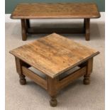 OFFERED WITH LOTS 37 & 39 - OAK OCCASIONAL TABLES - Long John 45cms W, 137cms W, 67cms D and a