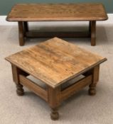 OFFERED WITH LOTS 37 & 39 - OAK OCCASIONAL TABLES - Long John 45cms W, 137cms W, 67cms D and a