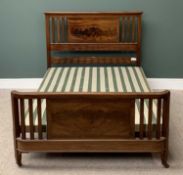 ANTIQUE MAHOGANY BED FRAME & BASE, labelled "John Moss & Company, Newcastle, Staffs", 122cms H,