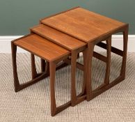 G-PLAN STYLE NEST OF THREE TABLES, mid Century, teak, 49cms H, 53cms W, 43cms D the largest