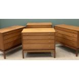 LIGHT WOOD CHESTS OF FOUR DRAWERS (4), 75cms H, 89cms W, 43cms D