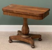 VICTORIAN ROSEWOOD FOLDOVER TEA TABLE, 75cms H, 94cms W, 94cms D