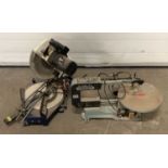 POWER TOOLS - Ferm FK2-250 mitre chop saw and a Delta variable speed 16ins scroll saw, E/T