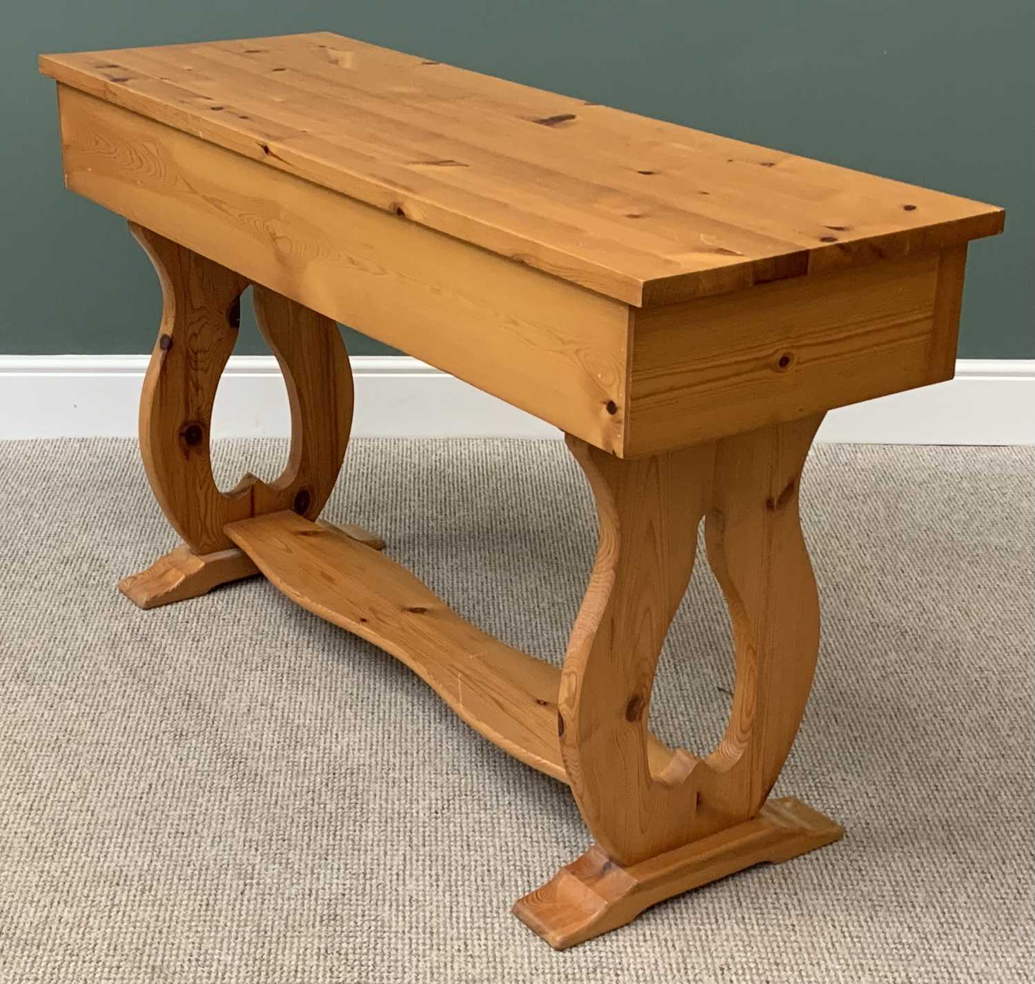 REPRODUCTION PINE LIBRARY TYPE TABLE with two drawers, 83cms H, 142cms W, 50cms D - Image 3 of 3