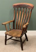 WINDSOR STYLE FARMHOUSE ARMCHAIR with slatback, 103cms H, 64cms W, 44cms D