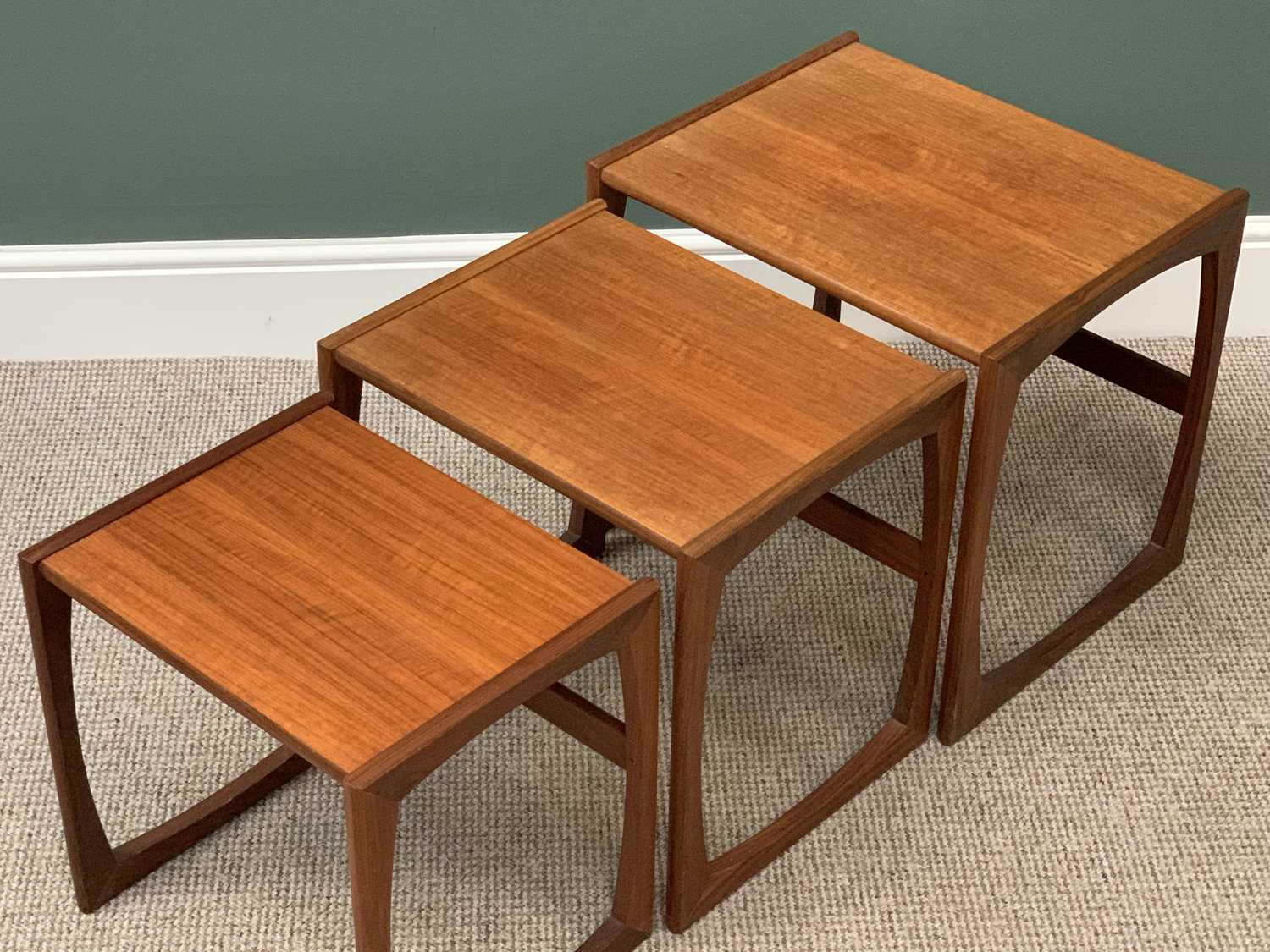 G-PLAN STYLE NEST OF THREE TABLES, mid Century, teak, 49cms H, 53cms W, 43cms D the largest - Image 2 of 2