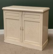 VINTAGE PINE TWO DOOR CUPBOARD with shelved interior, painted white, 104cms H, 122cms W, 56cms D