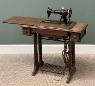 SINGER TREADLE SEWING MACHINE, 100cms H, 117cms W, 42cms D