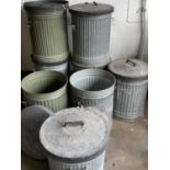 GALVANIZED BINS (8), some with lids