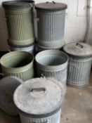 GALVANIZED BINS (8), some with lids