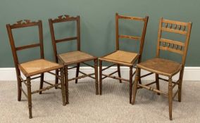 PAIR OF VINTAGE CANE SEATED CHAIRS, 83cms H, 39cms W, 35cms D and two similar