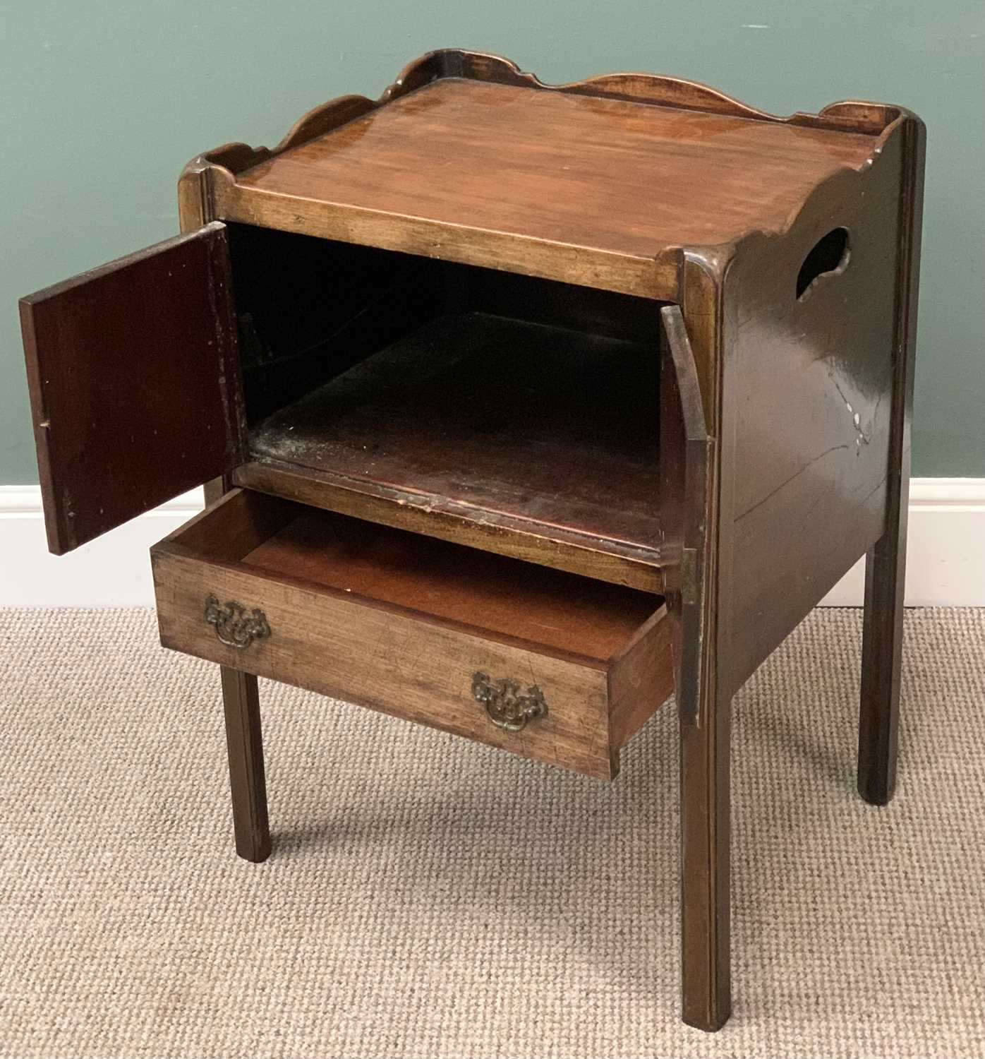 FURNITURE ASSORTMENT (4) to include two tooled leather effect topped wine tables, a narrow washstand - Image 2 of 3